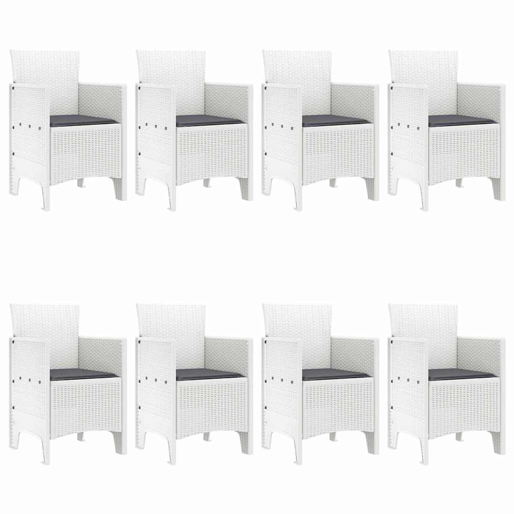 vidaXL Σετ Τραπεζαρίας Κήπου 9 pcs Λευκό Ρατάν