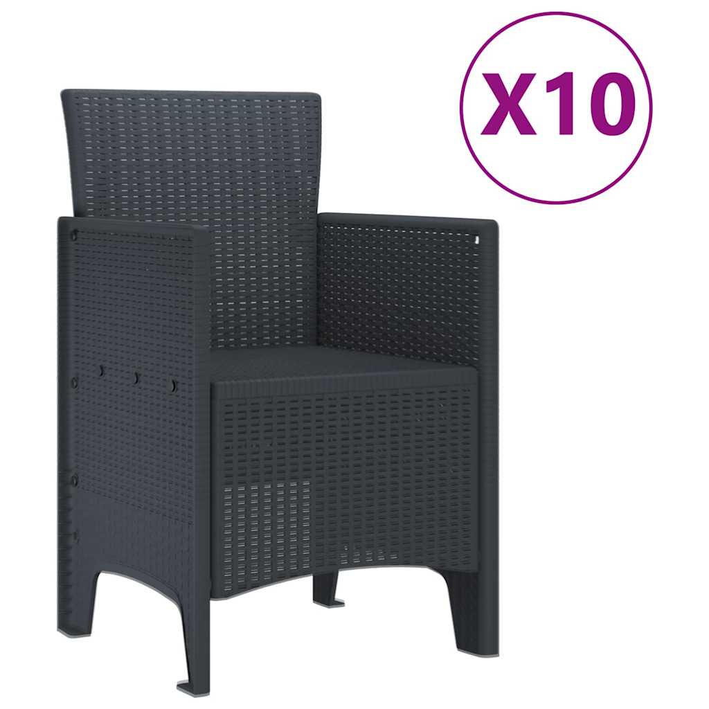 vidaXL Σέτ φαγητού για κήπο 11 pcs Ανθρακί Rattan Polt