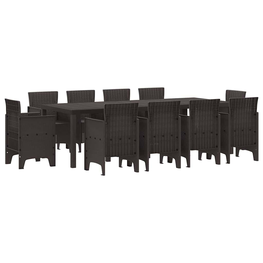 vidaXL Σέτ φαγητού για κήπο 11 pcs Καφέ Rattan Polt
