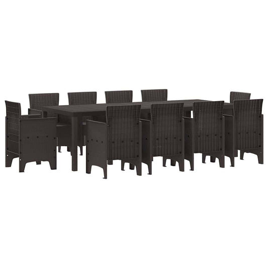 vidaXL Σέτ φαγητού για κήπο 11 pcs Καφέ Rattan Polt