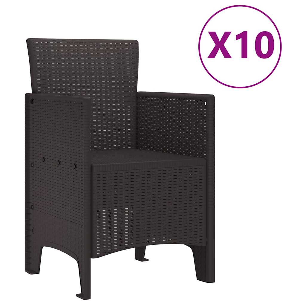 vidaXL Σέτ φαγητού για κήπο 11 pcs Καφέ Rattan Polt