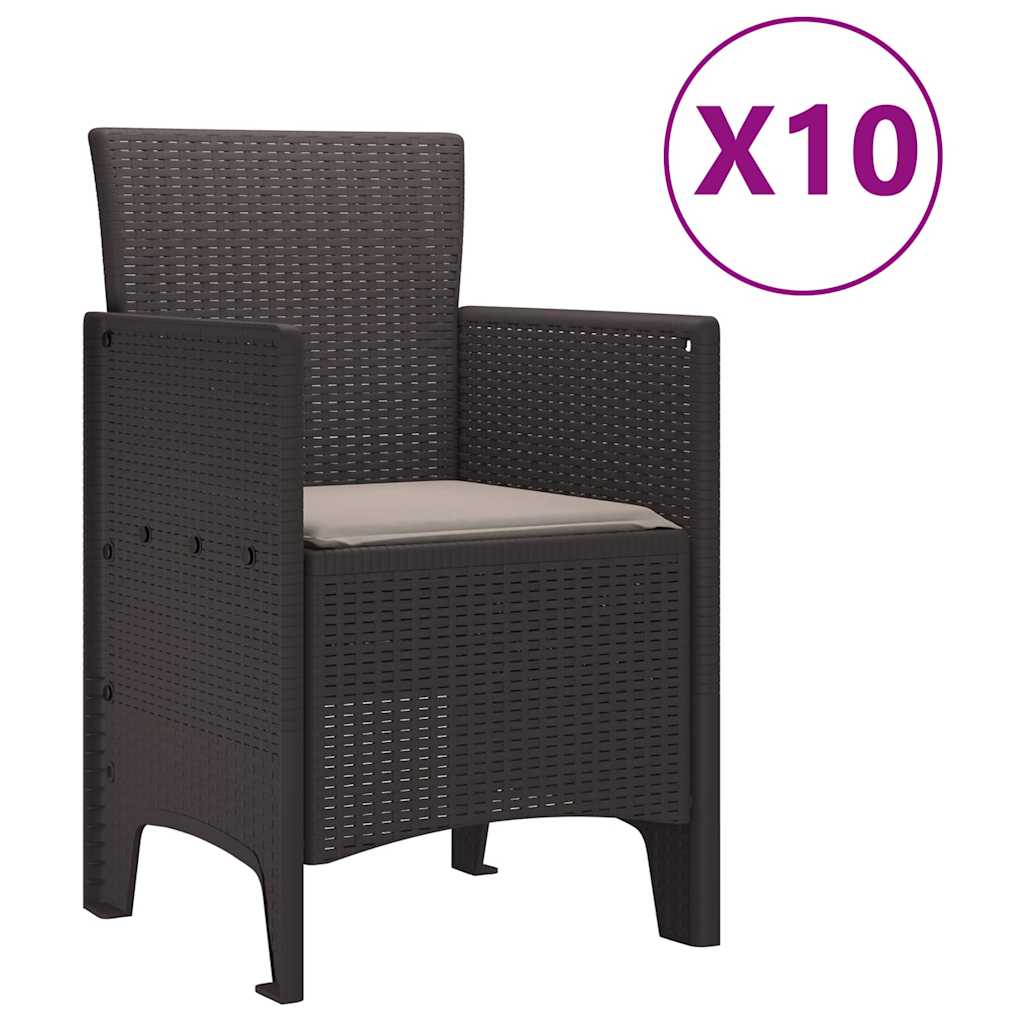 vidaXL Σέτ φαγητού για κήπο 11 pcs Καφέ Rattan Polt