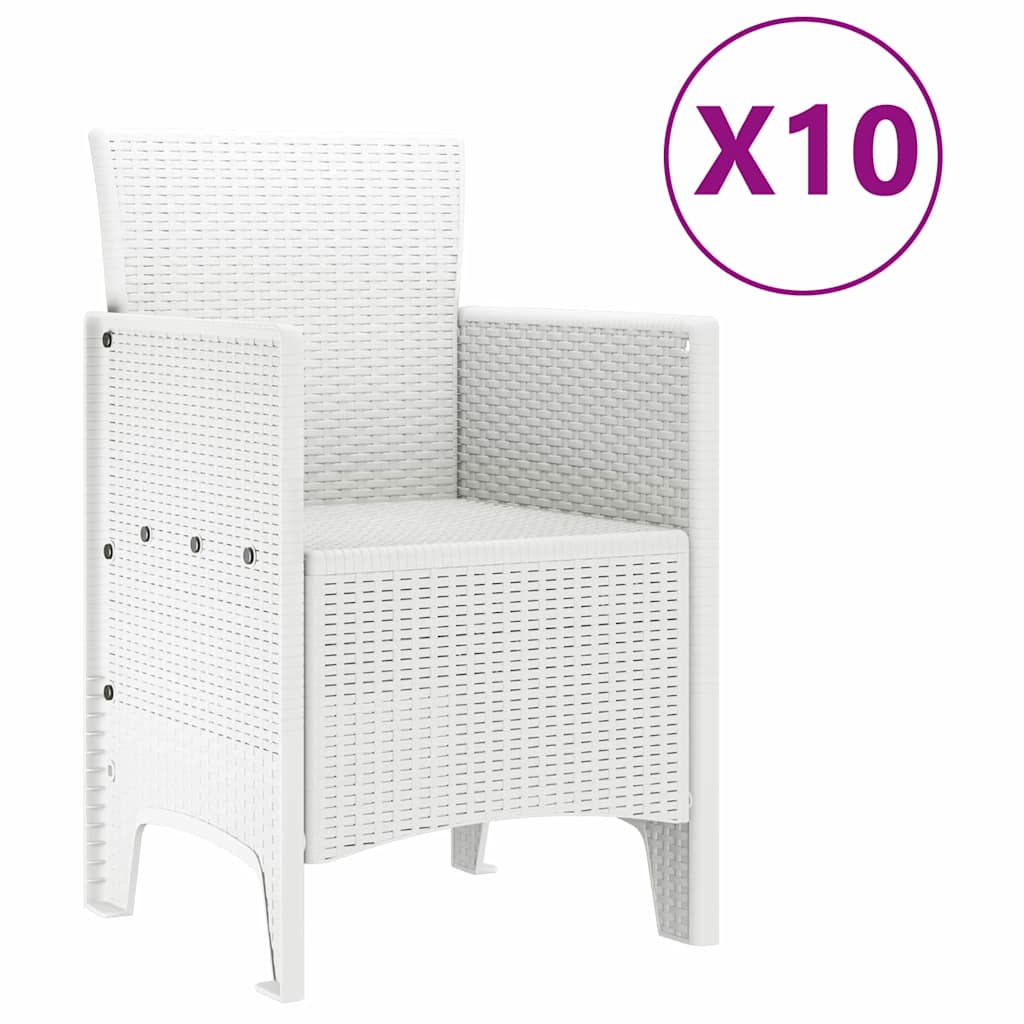 vidaXL Σέτ φαγητού για κήπο 11 pcs Λευκό Rattan Polt