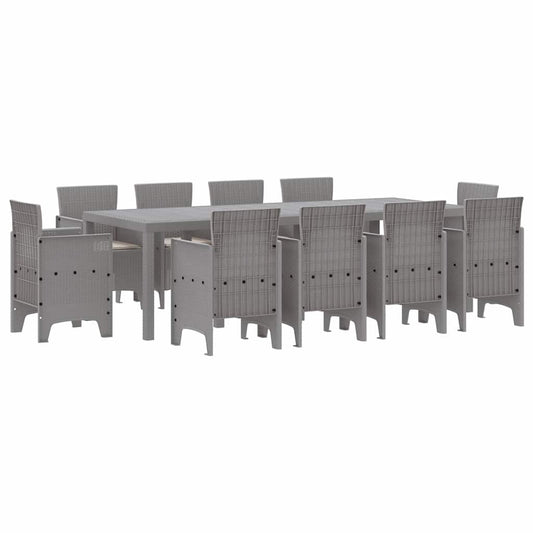 vidaXL Σετ Εξωτερικής Τραπεζαρίας 11 pcs Ανοιχτό γκρι