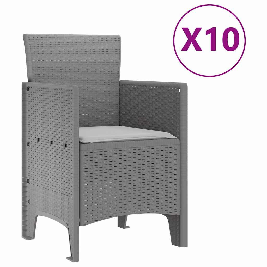vidaXL Σέτ φαγητού για κήπο 11 pcs Ανοιχτό γκρι Rattan Polt