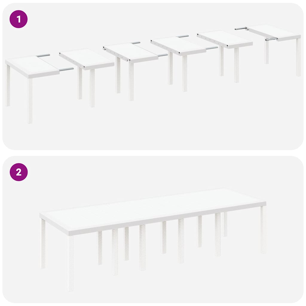 vidaXL Σέτ φαγητού για κήπο 13 pcs Λευκό Πολυ ράταν