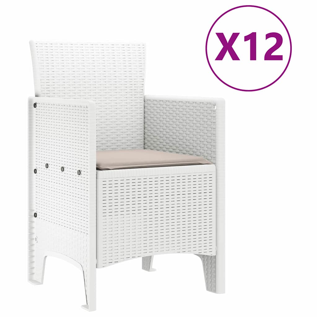 vidaXL Σέτ φαγητού για κήπο με μαξιλάρι 13 pcs Λευκό και Ανοιχτό γκρι