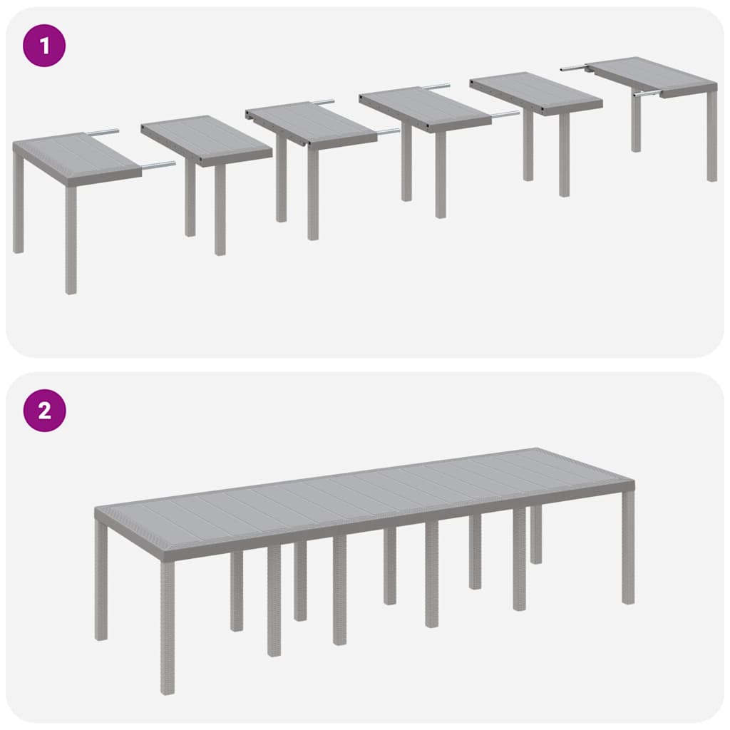 vidaXL Σέτ φαγητού για κήπο 13 pcs Ανοιχτό γκρι 300 x 100 x 73 εκ