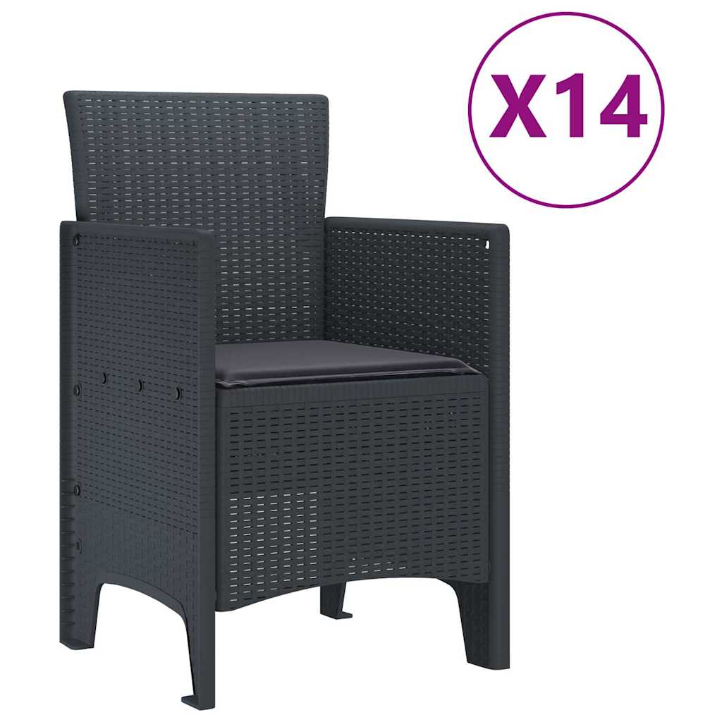 vidaXL Σετ Τραπεζαρίας με Μαξιλάρια 15 pcs Ανθρακί 14 Θέσεων