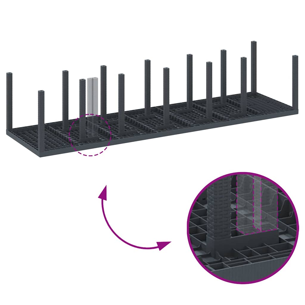 vidaXL Σέτ φαγητού για κήπο 15 pcs Ανθρακί Rattan Polt