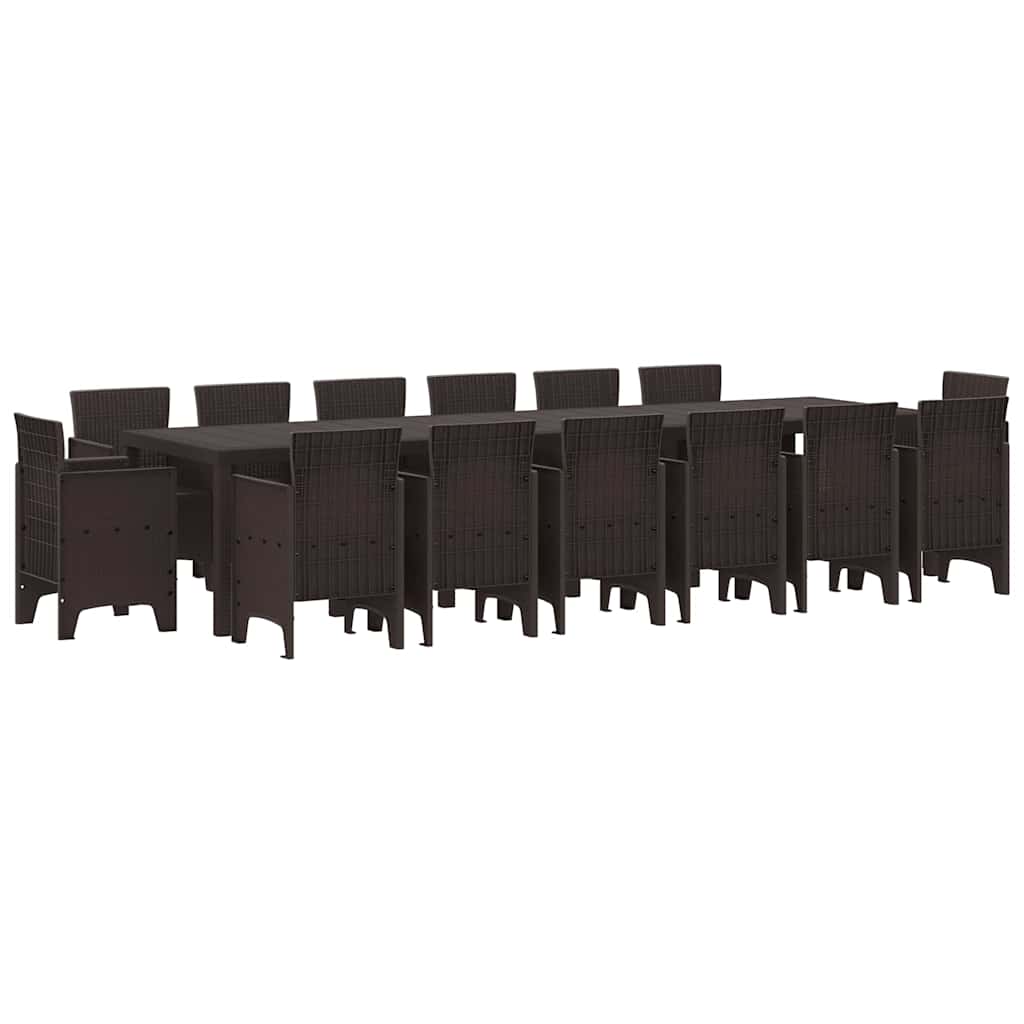 vidaXL Σέτ φαγητού για κήπο 15 pcs Καφέ Rattan Polt
