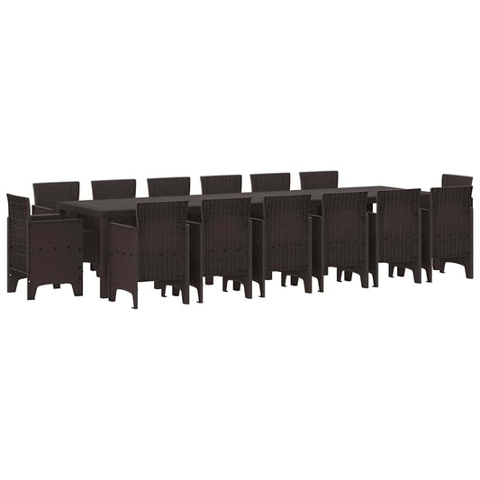 vidaXL Σέτ φαγητού για κήπο 15 pcs Καφέ Rattan Polt