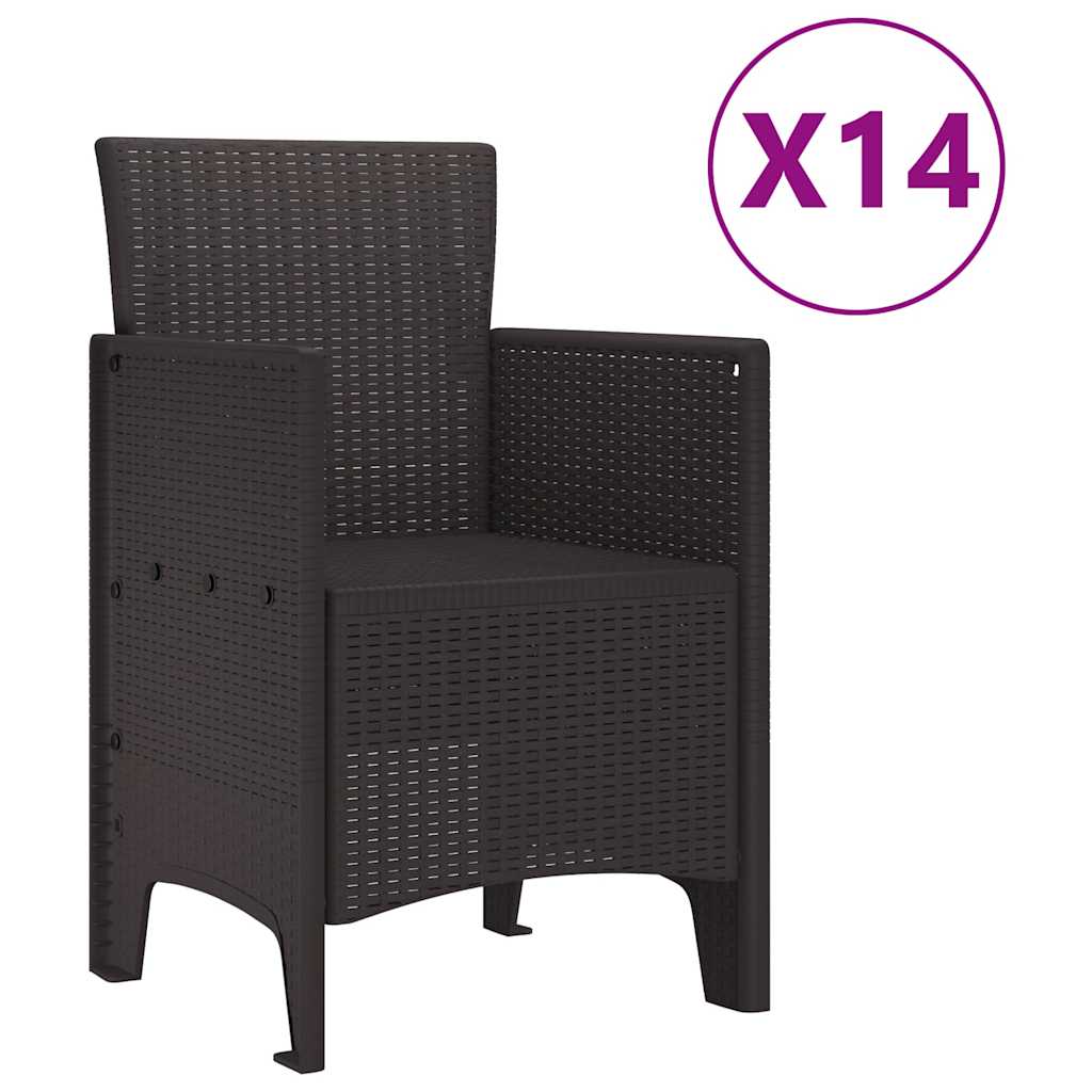 vidaXL Σέτ φαγητού για κήπο 15 pcs Καφέ Rattan Polt