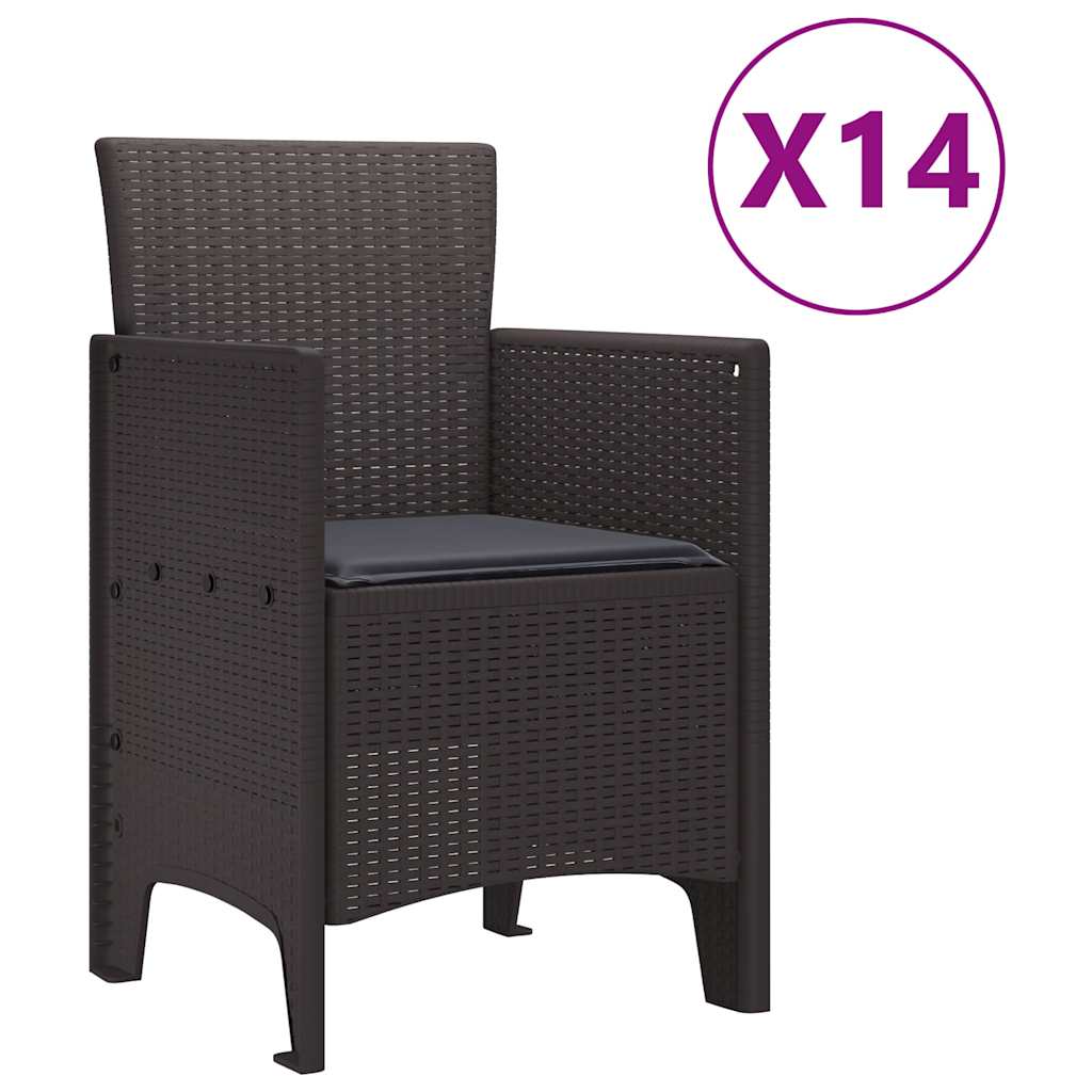 vidaXL Σέτ φαγητού για κήπο 15 pcs Καφέ Rattan Polt