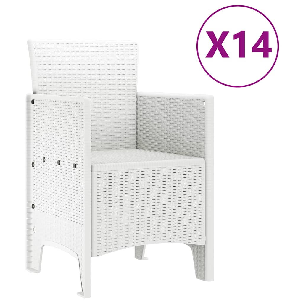 vidaXL Σέτ φαγητού για κήπο 15 pcs Λευκό Rattan Polt
