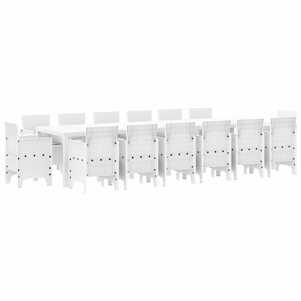 vidaXL Σετ Τραπεζαρίας Κήπου 15 pcs Λευκό Large Ρατάν πολυαιθυλενίου