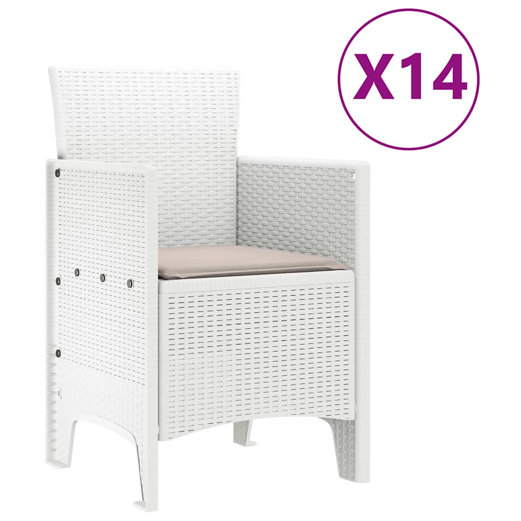 vidaXL Σετ Τραπεζαρίας Κήπου 15 pcs Λευκό Large Ρατάν πολυαιθυλενίου