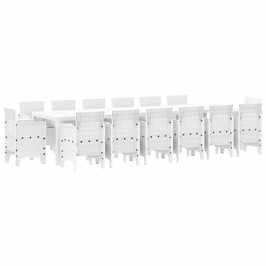vidaXL Σετ Τραπεζαρίας Κήπου 15 pcs Λευκό 14 θέσεων Ρατάν, Μέταλλο