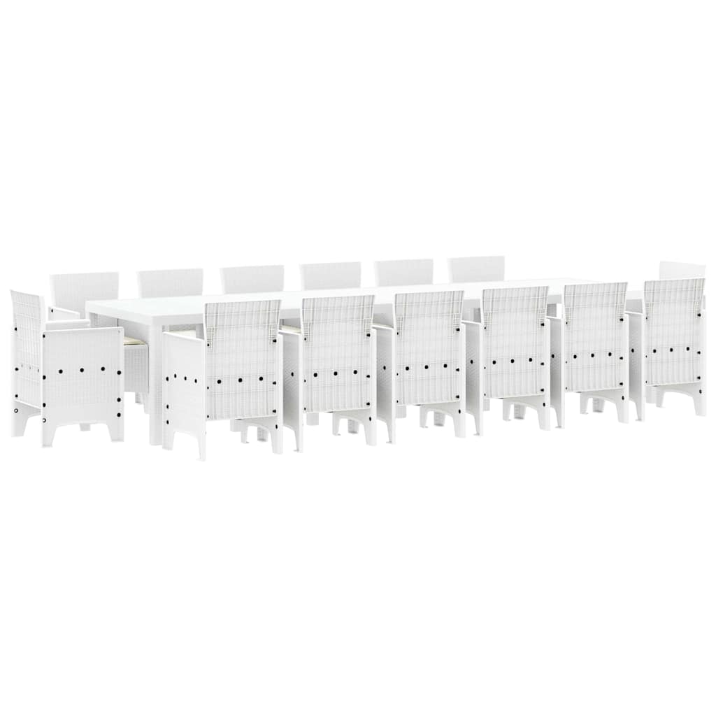 vidaXL Σετ Τραπεζαρίας Κήπου 15 pcs Λευκό Large Πολυ-ρακί, Μέταλλο