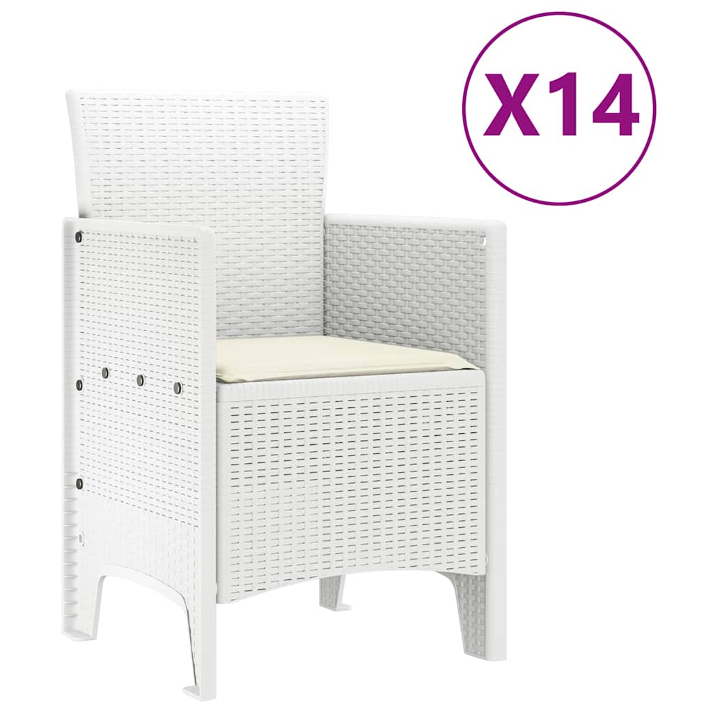 vidaXL Σετ Τραπεζαρίας Κήπου 15 pcs Λευκό Large Πολυ-ρακί, Μέταλλο