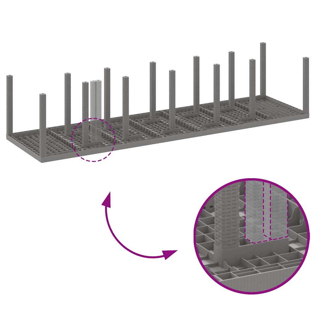 vidaXL Σέτ φαγητού για κήπο 15 pcs Ανοιχτό γκρι Rattan Polt