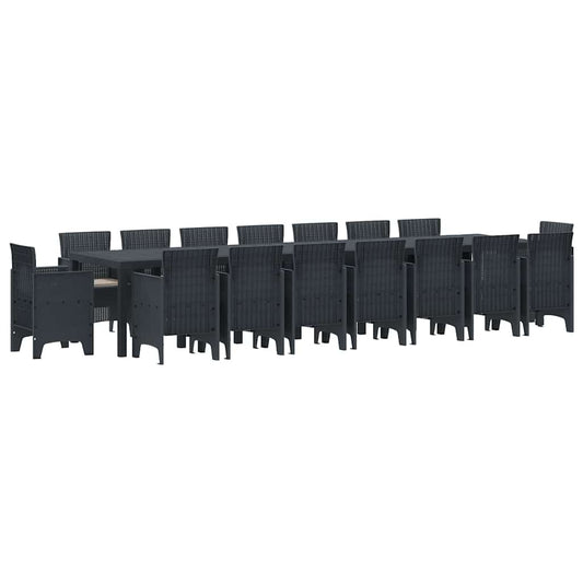 vidaXL Σέτ φαγητού για κήπο 17 pcs Ανθρακί Rattan Polt