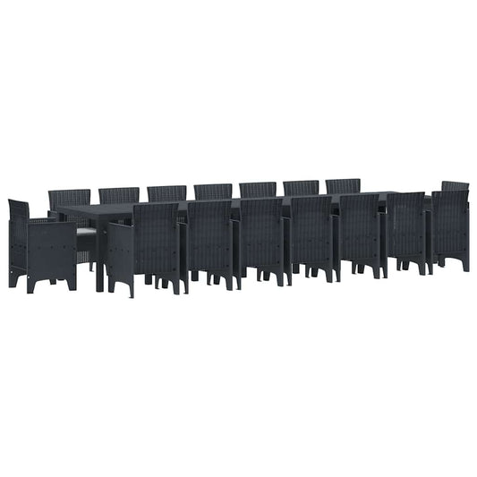 vidaXL Σετ Τραπεζαρίας Κήπου με Μαξιλάρια 17 pcs Ανθρακί Large