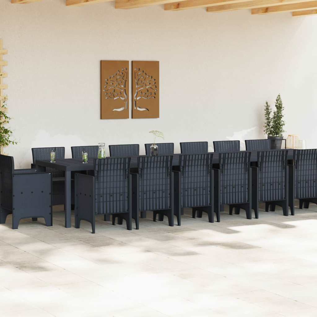 vidaXL Σετ τραπεζαρίας κήπου 17 pcs Ανθρακί 16-άτομα