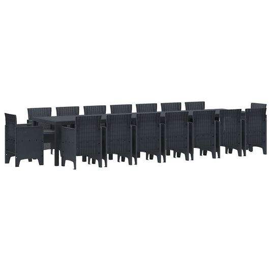 vidaXL Σετ τραπεζαρίας κήπου 17 pcs Ανθρακί 16-άτομα