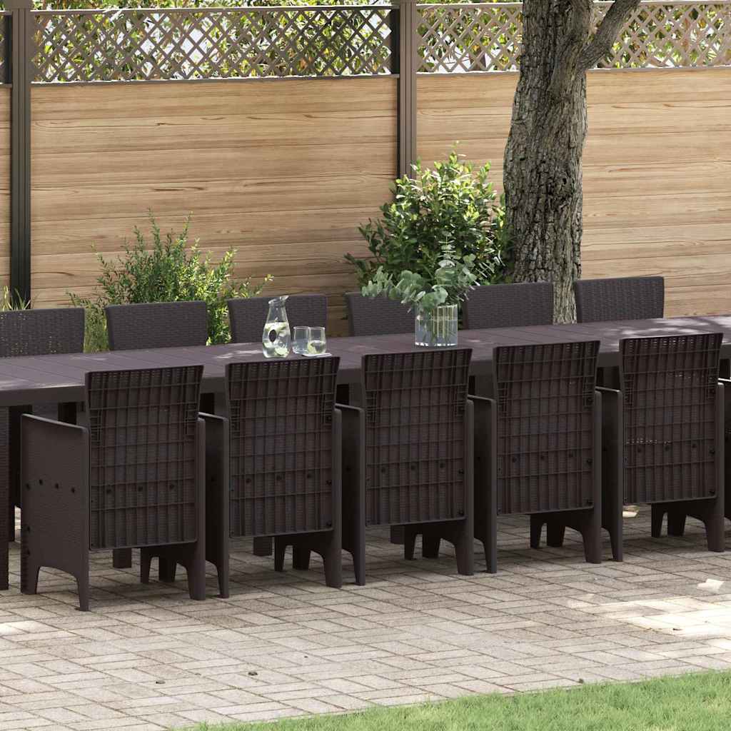 vidaXL Σέτ φαγητού για κήπο 17 pcs Καφέ Rattan Polt
