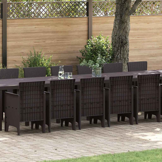 vidaXL Σέτ φαγητού για κήπο 17 pcs Καφέ Rattan Polt