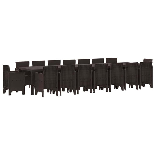 vidaXL Σέτ φαγητού για κήπο 17 pcs Καφέ Rattan Polt