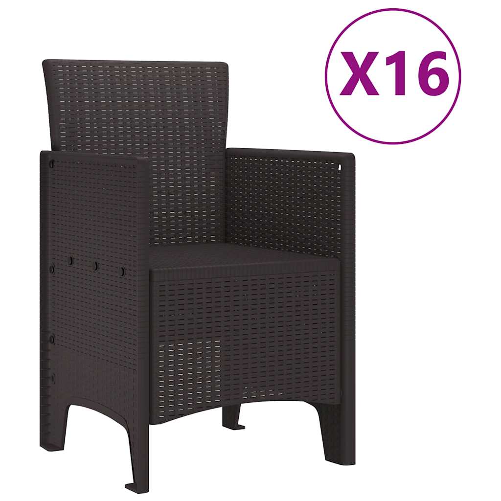 vidaXL Σέτ φαγητού για κήπο 17 pcs Καφέ Rattan Polt