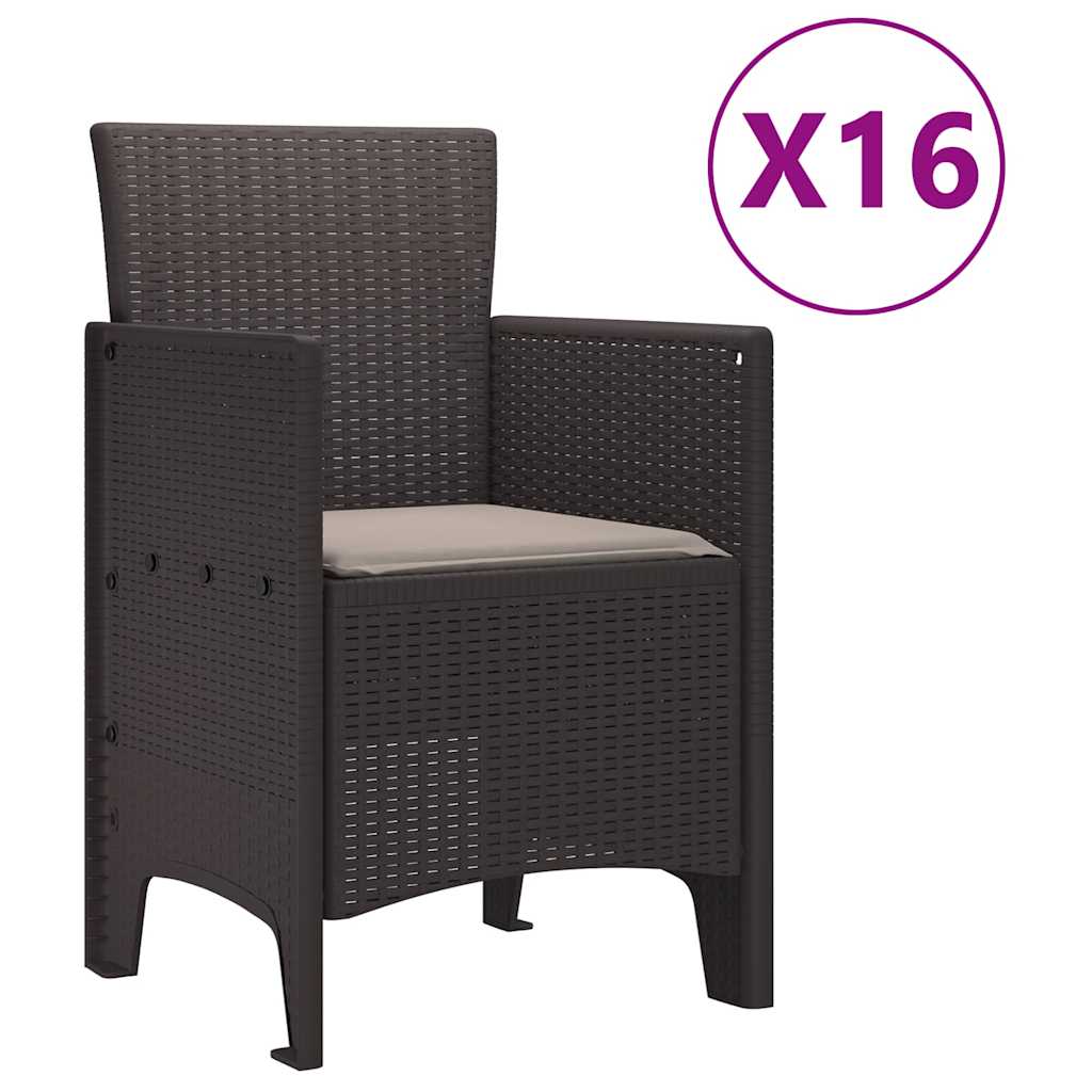 vidaXL Σετ Τραπεζαρίας Κήπου 17 pcs Καφέ Large Ρατάν πολυαιθυλενίου