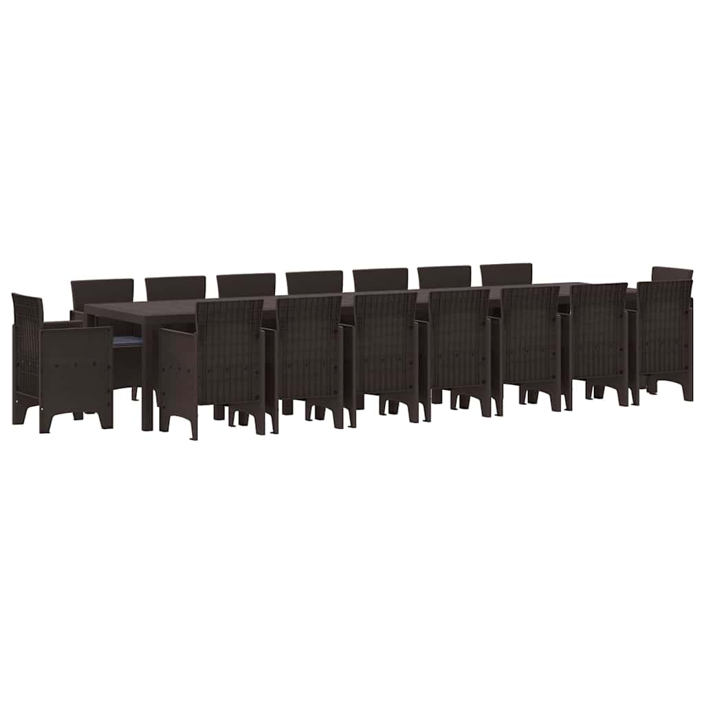 vidaXL Σετ Τραπεζαρίας Κήπου με Μαξιλάρια 17 pcs Καφέ 16-άτομα Ρατάν