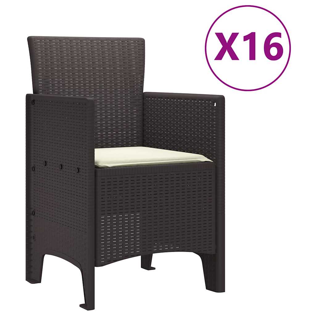 vidaXL Σετ Τραπεζαρίας Κήπου 17 pcs Καφέ Large Ρατάν πολυαιθυλενίου