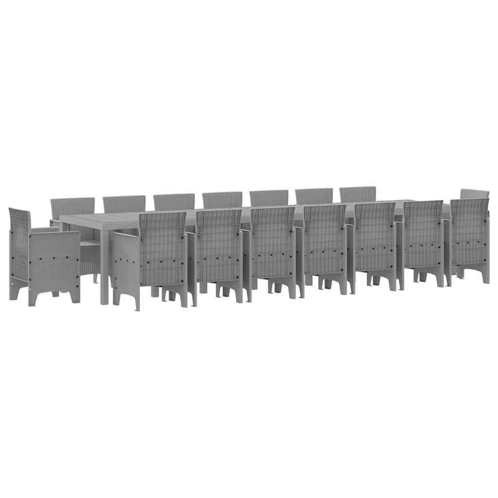 vidaXL Σέτ φαγητού για κήπο 17 pcs Ανοιχτό γκρι Rattan Polt