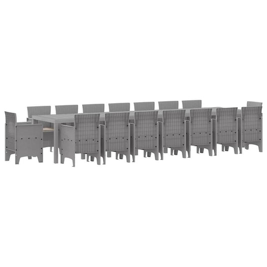 vidaXL Σετ Τραπεζαρίας Κήπου με Μαξιλάρια 17 pcs Ανοιχτό γκρι Large