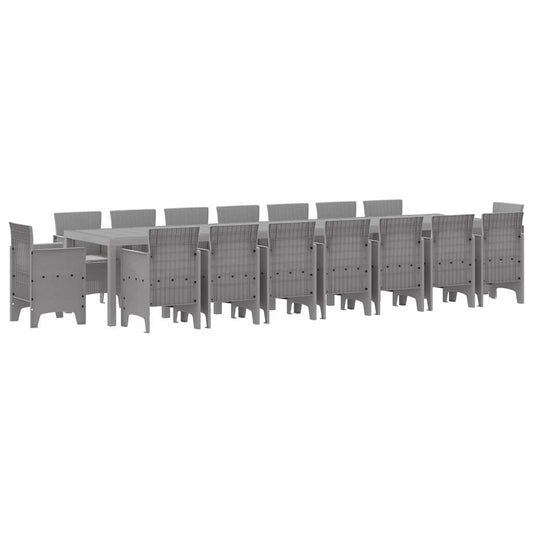 vidaXL Σετ Τραπεζαρίας Κήπου 17 pcs Ανοιχτό γκρι Large Ρατάν