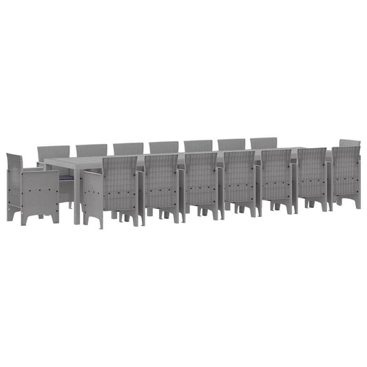 vidaXL Σετ Τραπεζαρίας Κήπου 17 pcs Ανοιχτό γκρι 16-άτομα