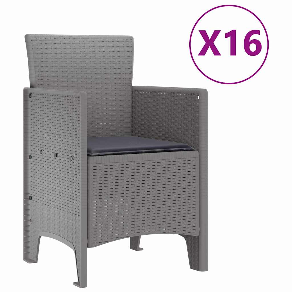 vidaXL Σετ Τραπεζαρίας Κήπου 17 pcs Ανοιχτό γκρι 16-άτομα