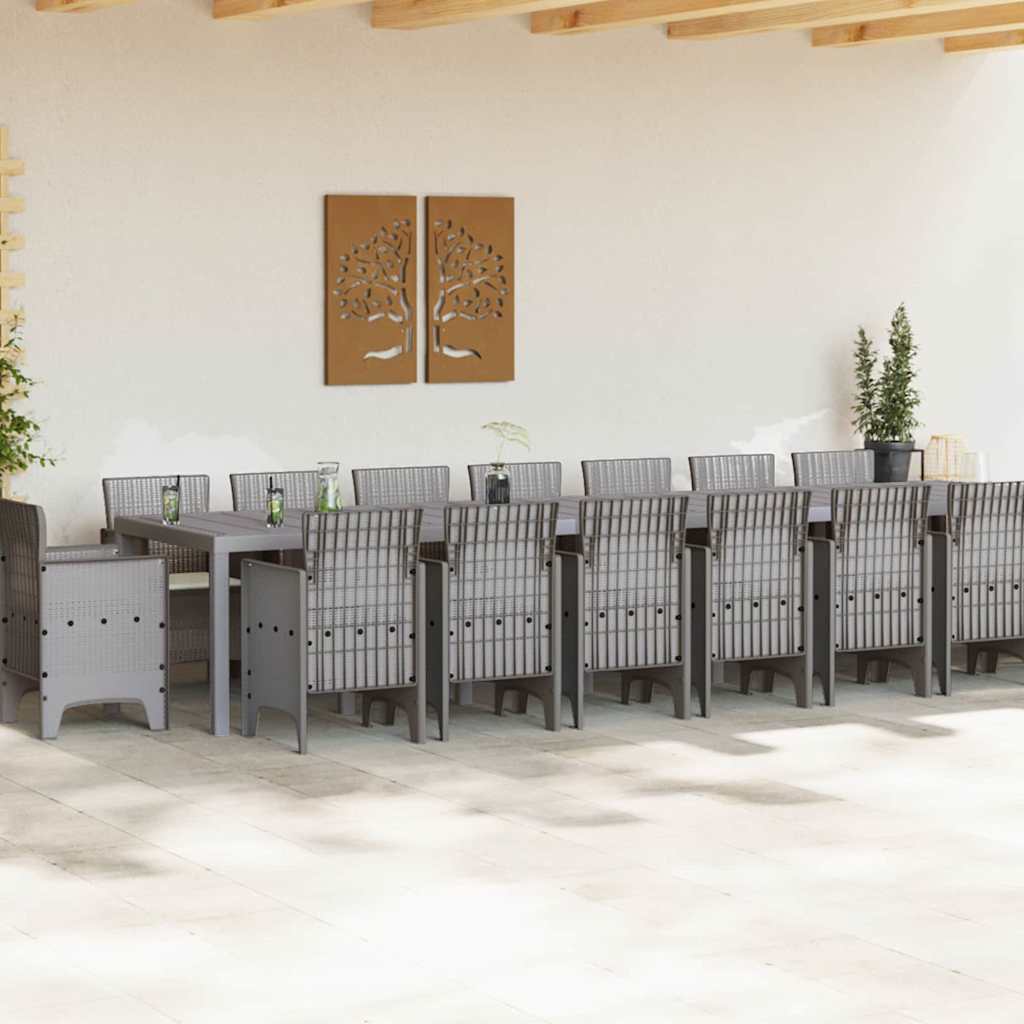vidaXL Σετ Τραπεζαρίας Κήπου 17 pcs Ανοιχτό γκρι Large