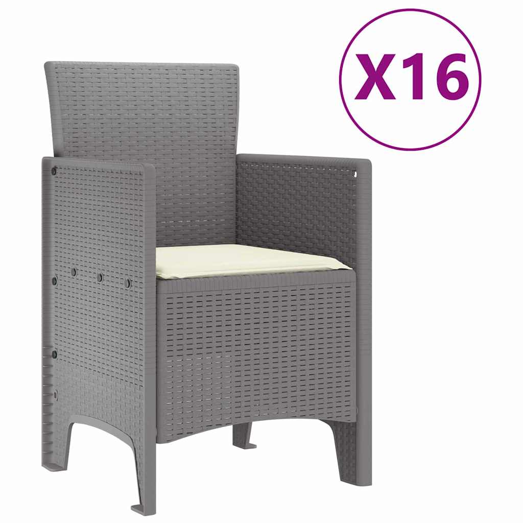 vidaXL Σετ Τραπεζαρίας Κήπου 17 pcs Ανοιχτό γκρι Large