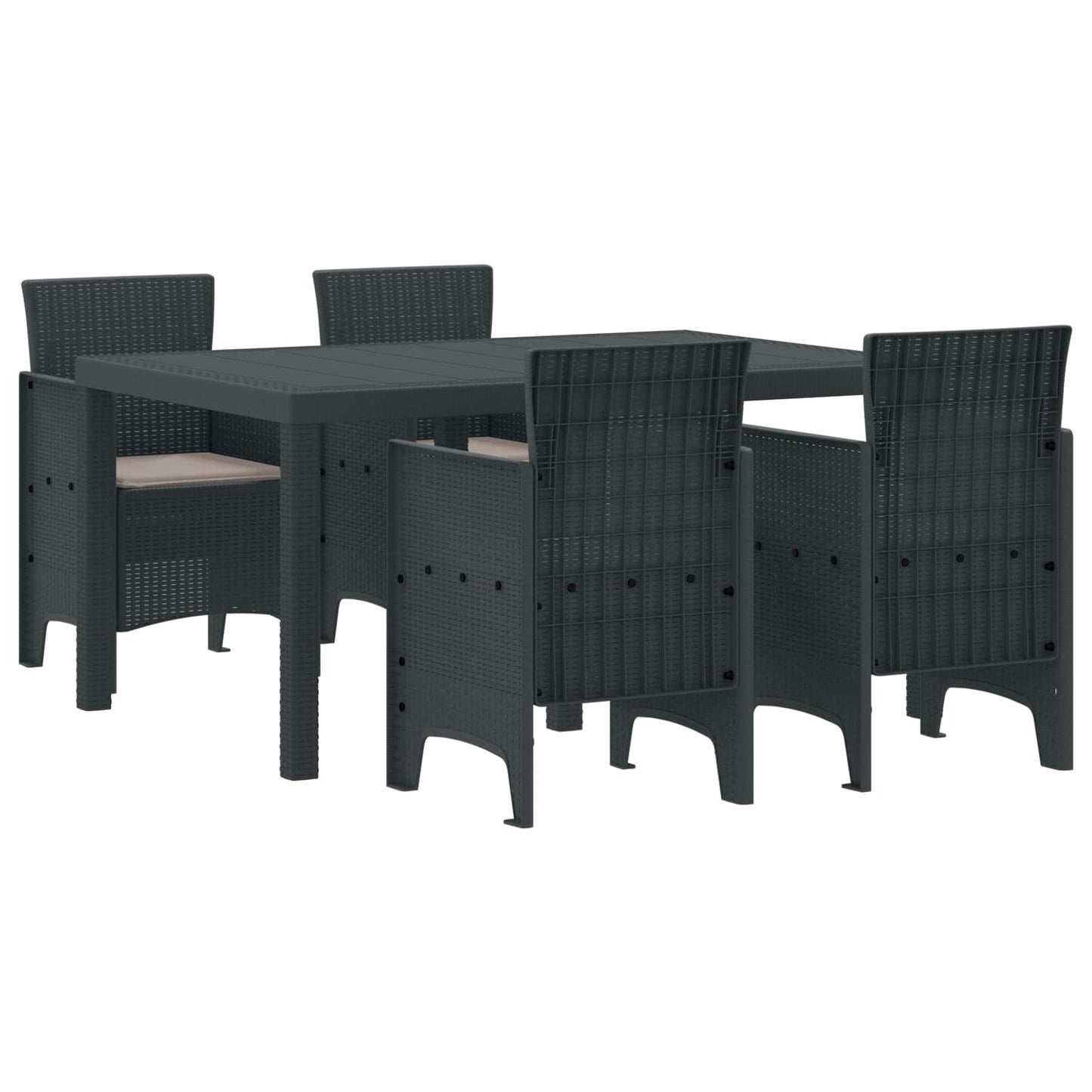 vidaXL Σέτ φαγητού για κήπο 5 τμχ. Ανθρακί Rattan Polt