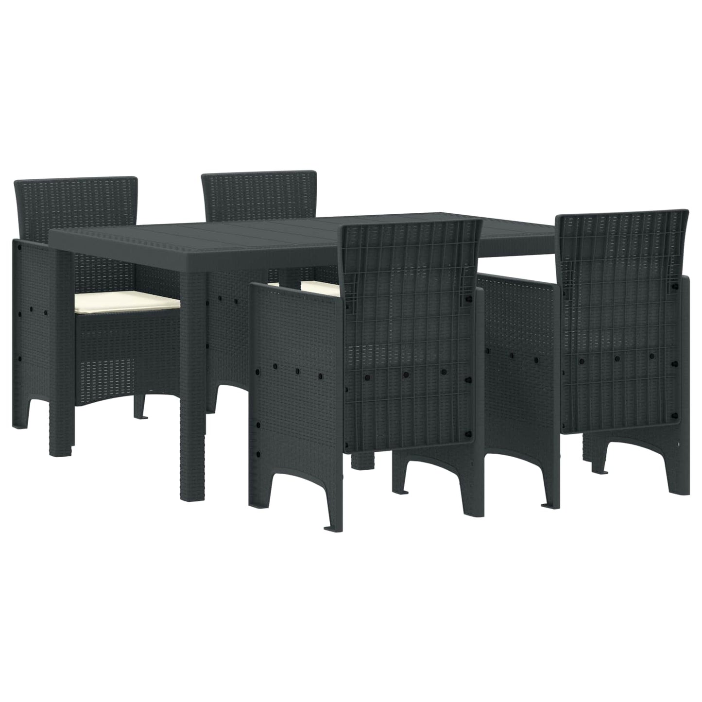 vidaXL Σέτ φαγητού για κήπο 5 τμχ. Ανθρακί Rattan Polt
