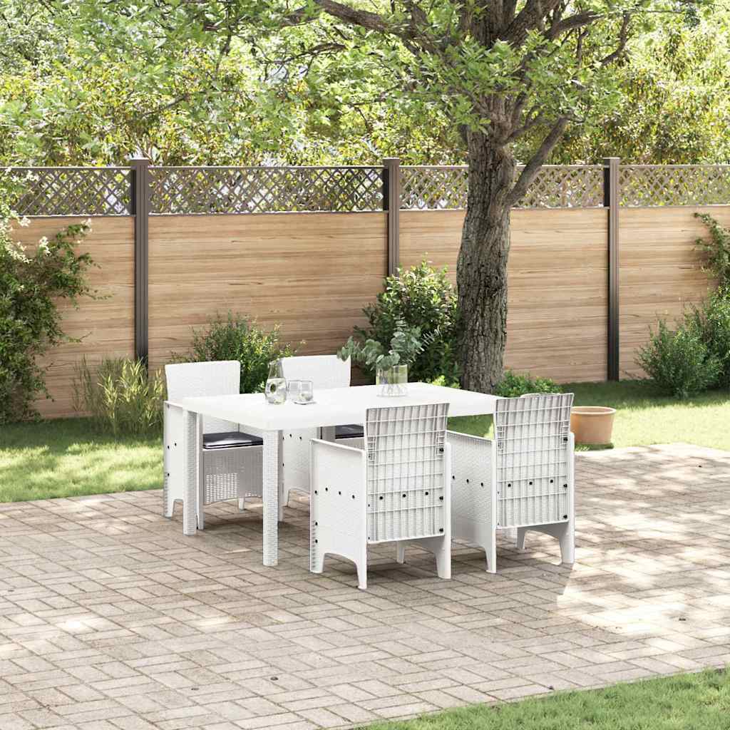 vidaXL Σέτ φαγητού για κήπο 5 pcs Λευκό Rattan Polt