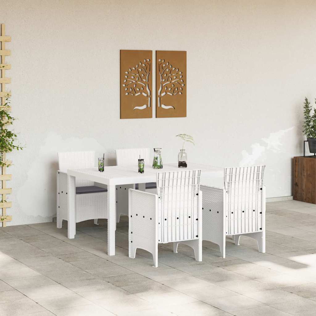 vidaXL Σέτ φαγητού για κήπο 5 pcs Λευκό Rattan Polt