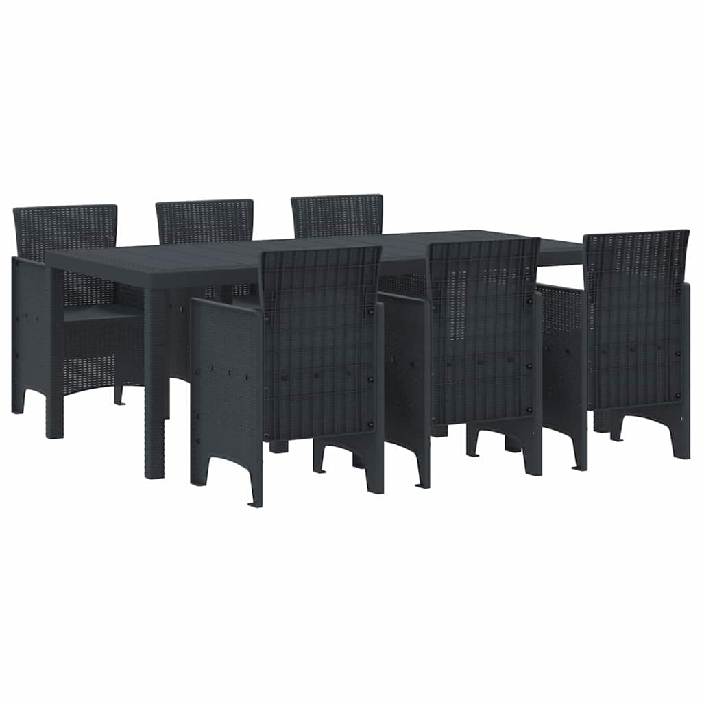 vidaXL Σέτ φαγητού για κήπο 7 pcs Ανθρακί Rattan Polt