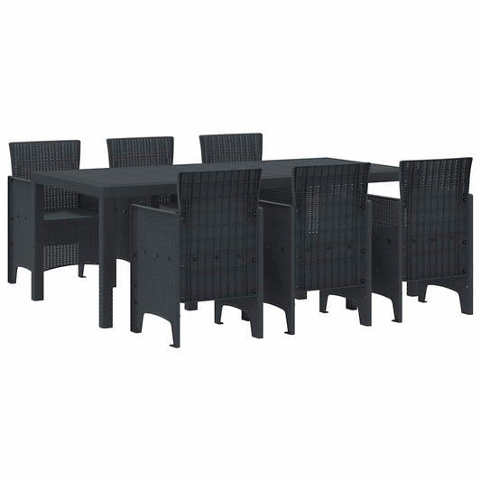 vidaXL Σέτ φαγητού για κήπο 7 pcs Ανθρακί Rattan Polt