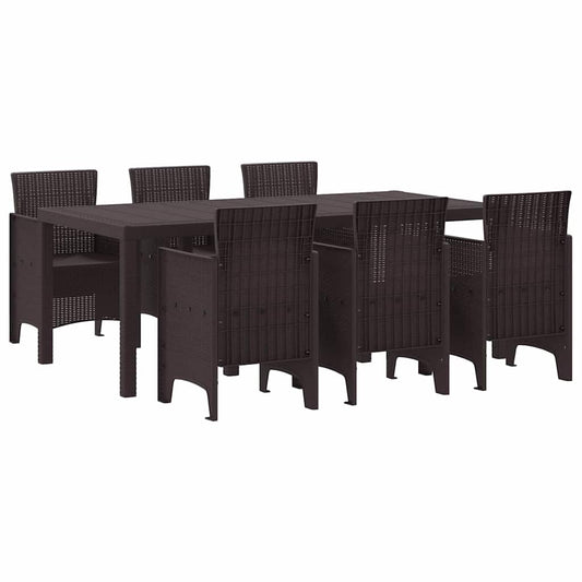 vidaXL Σέτ φαγητού για κήπο 7 pcs Καφέ Rattan Polt
